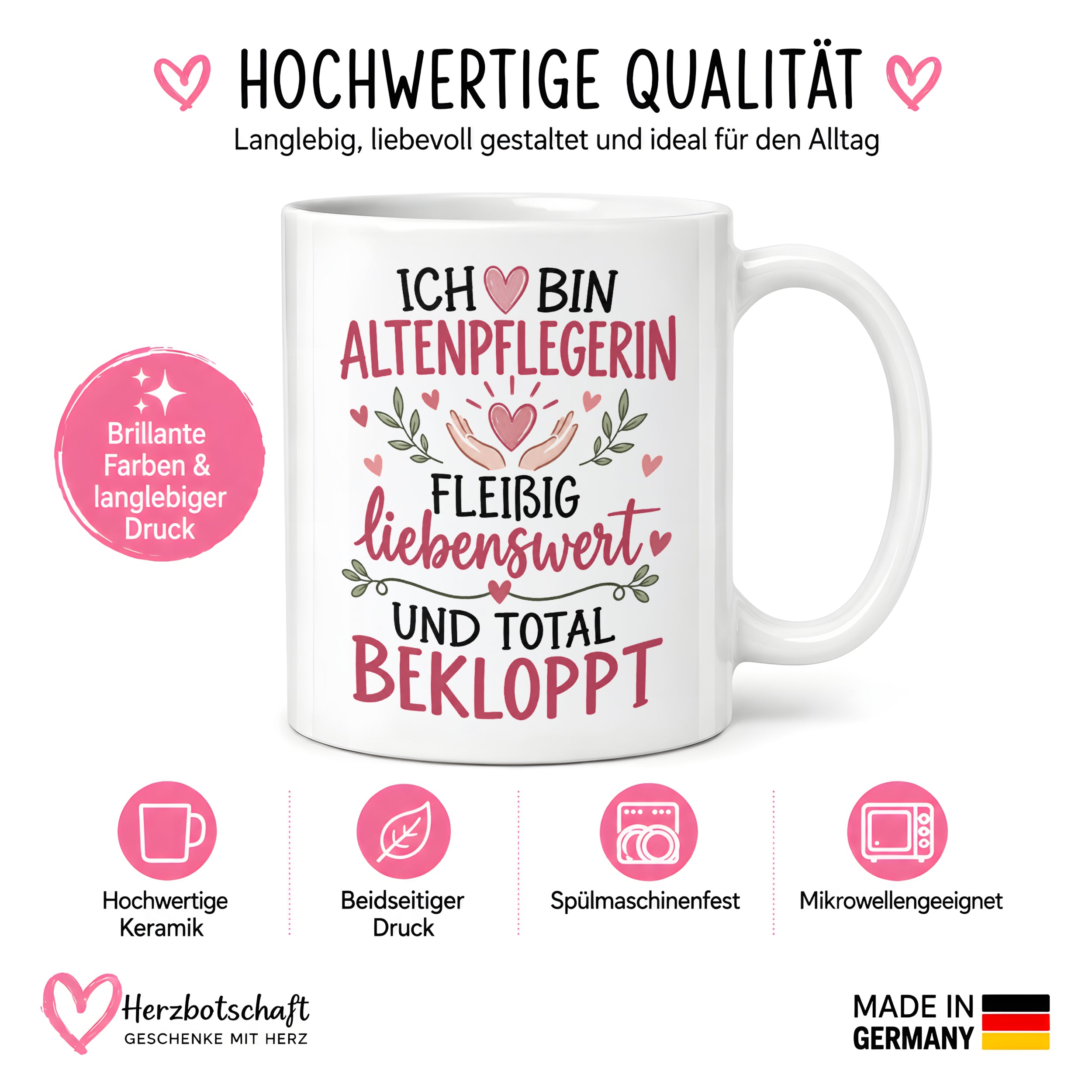 Altenpflegerin Tasse Geschenk 330 ml lustiger Spruch Pflege Altenpflege Geburtstag Weihnachten Kollegin