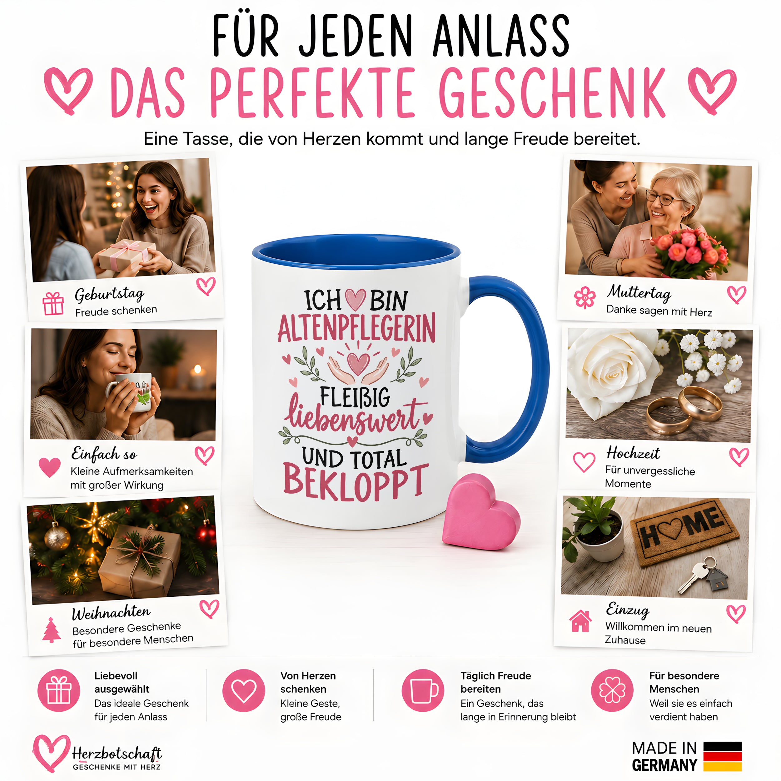 Altenpflegerin Tasse Geschenk 330 ml lustiger Spruch Pflege Altenpflege Geburtstag Weihnachten Kollegin