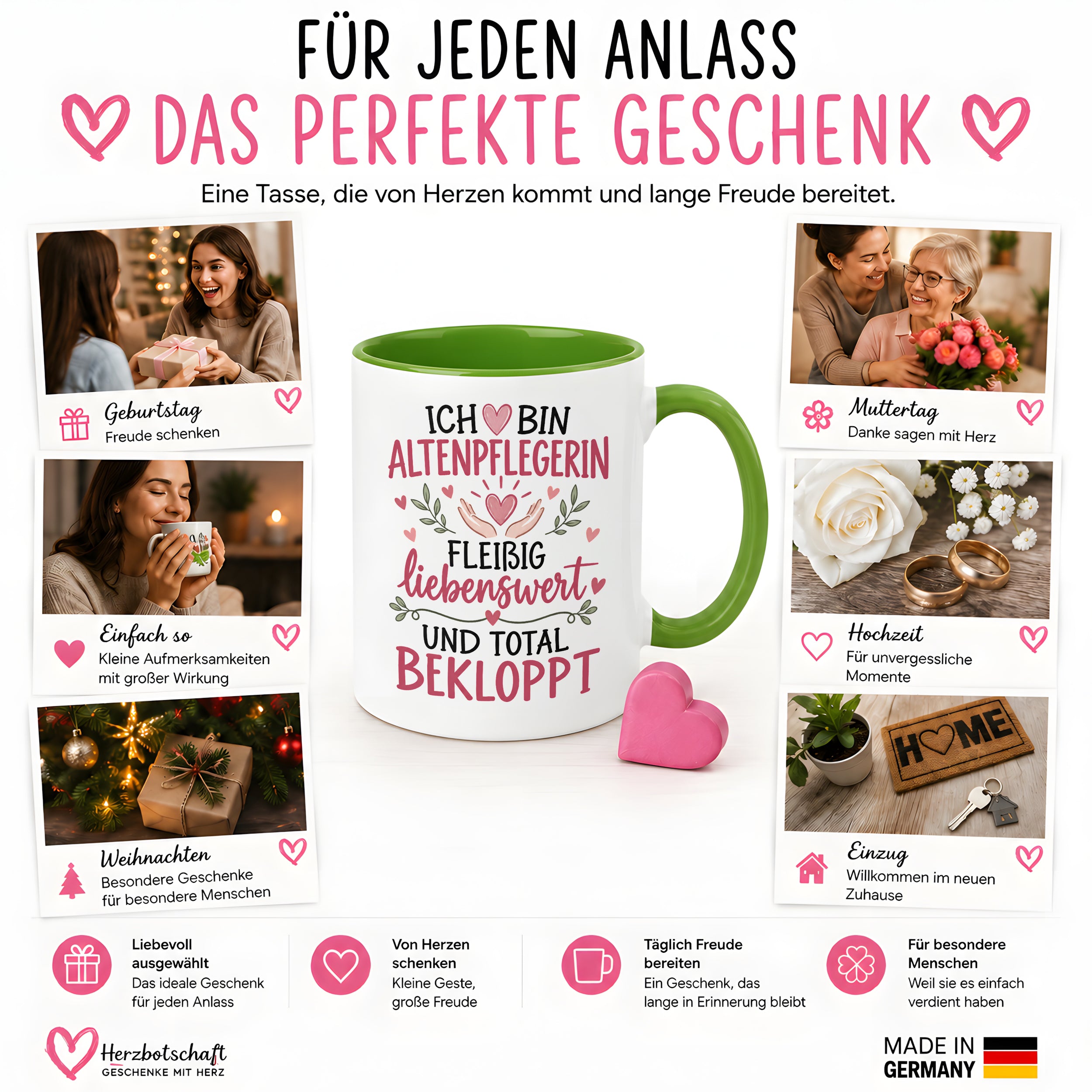 Altenpflegerin Tasse Geschenk 330 ml lustiger Spruch Pflege Altenpflege Geburtstag Weihnachten Kollegin