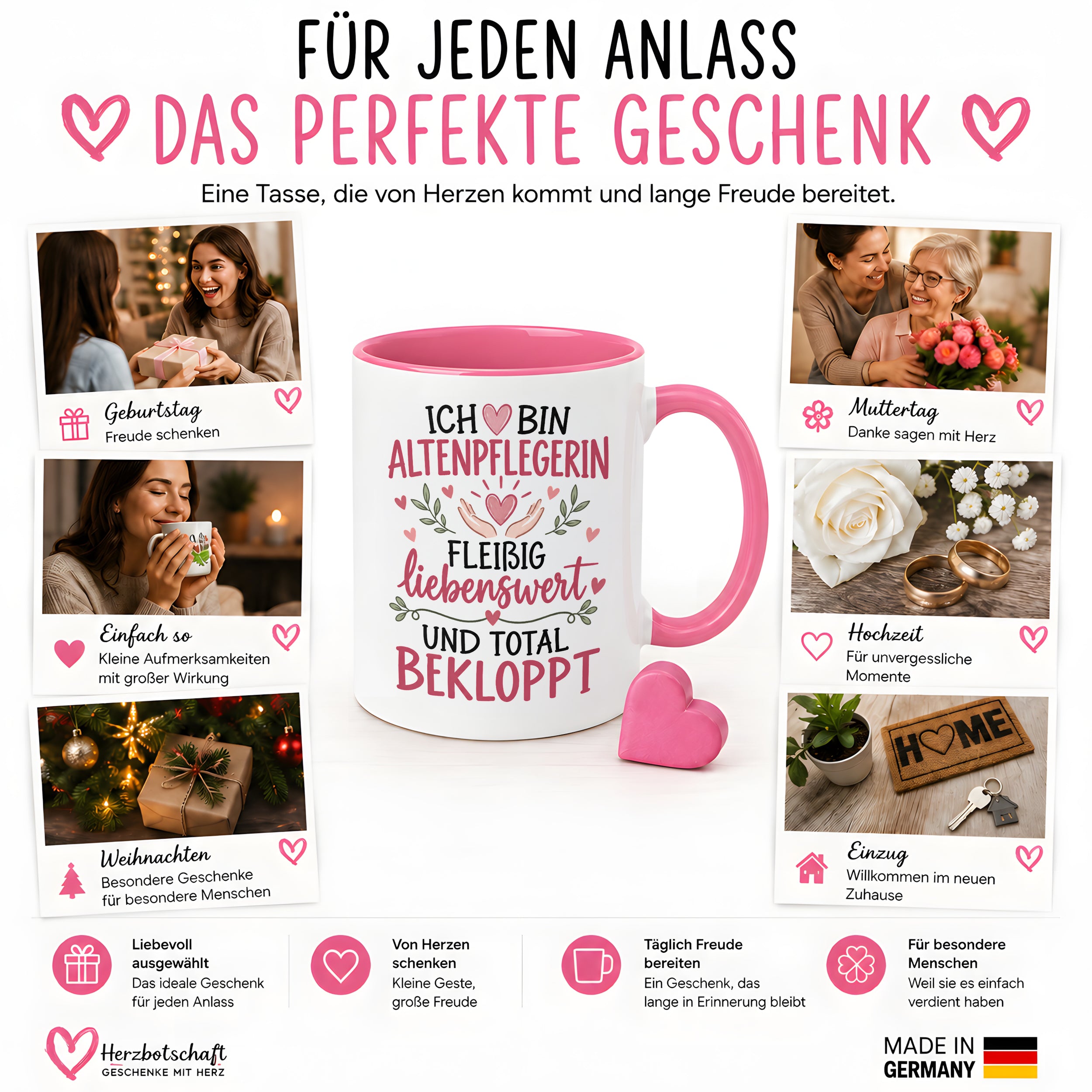 Altenpflegerin Tasse Geschenk 330 ml lustiger Spruch Pflege Altenpflege Geburtstag Weihnachten Kollegin