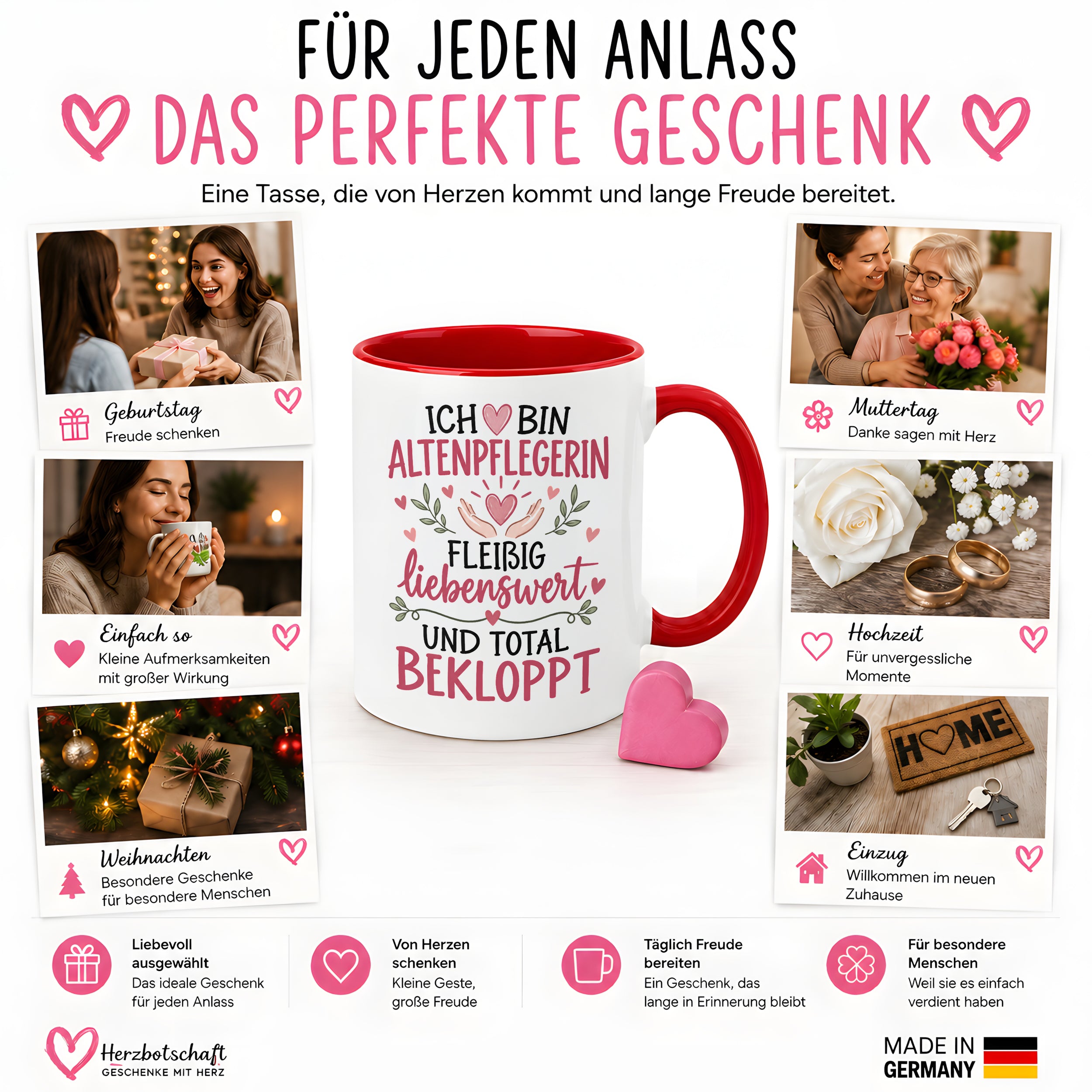 Altenpflegerin Tasse Geschenk 330 ml lustiger Spruch Pflege Altenpflege Geburtstag Weihnachten Kollegin