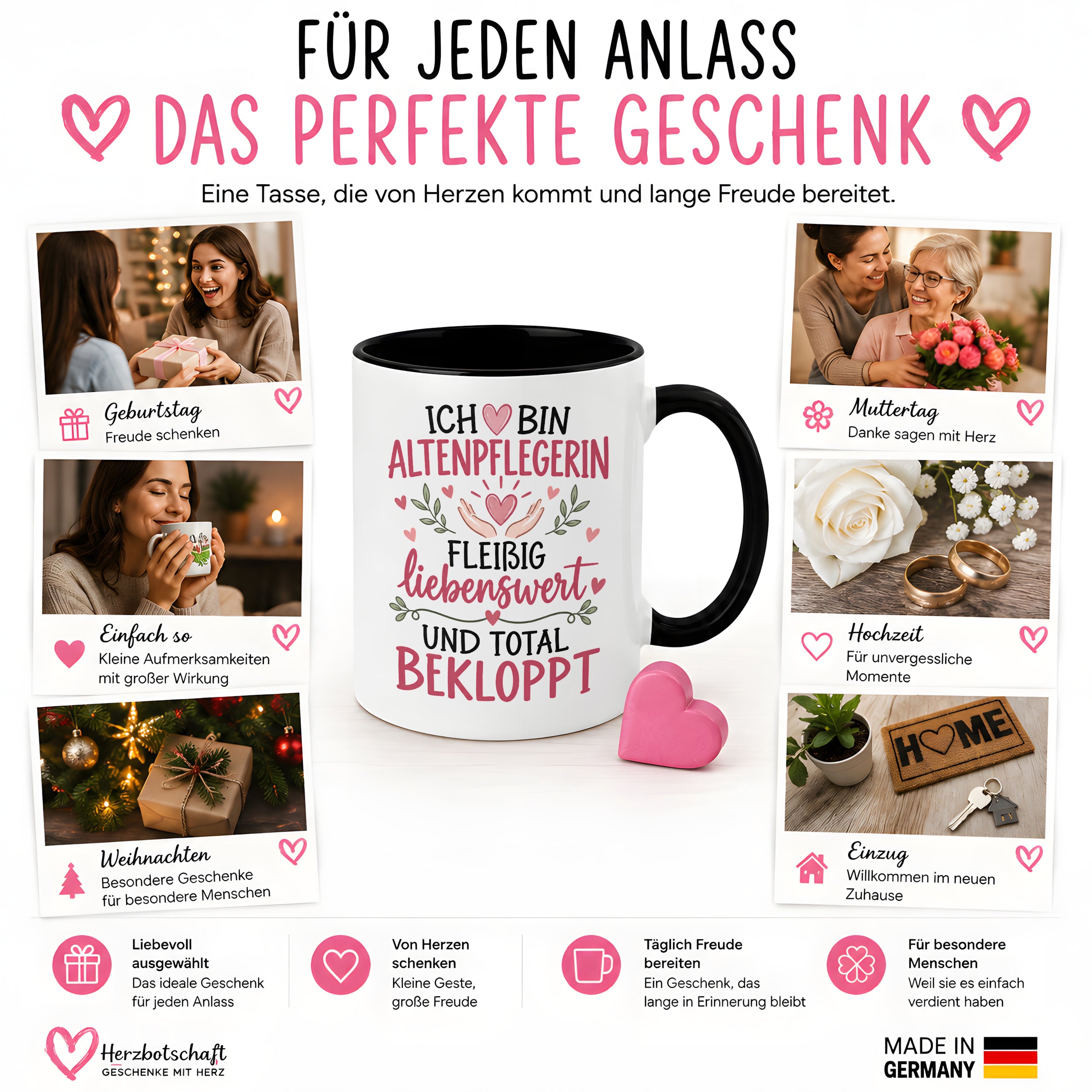 Altenpflegerin Tasse Geschenk 330 ml lustiger Spruch Pflege Altenpflege Geburtstag Weihnachten Kollegin