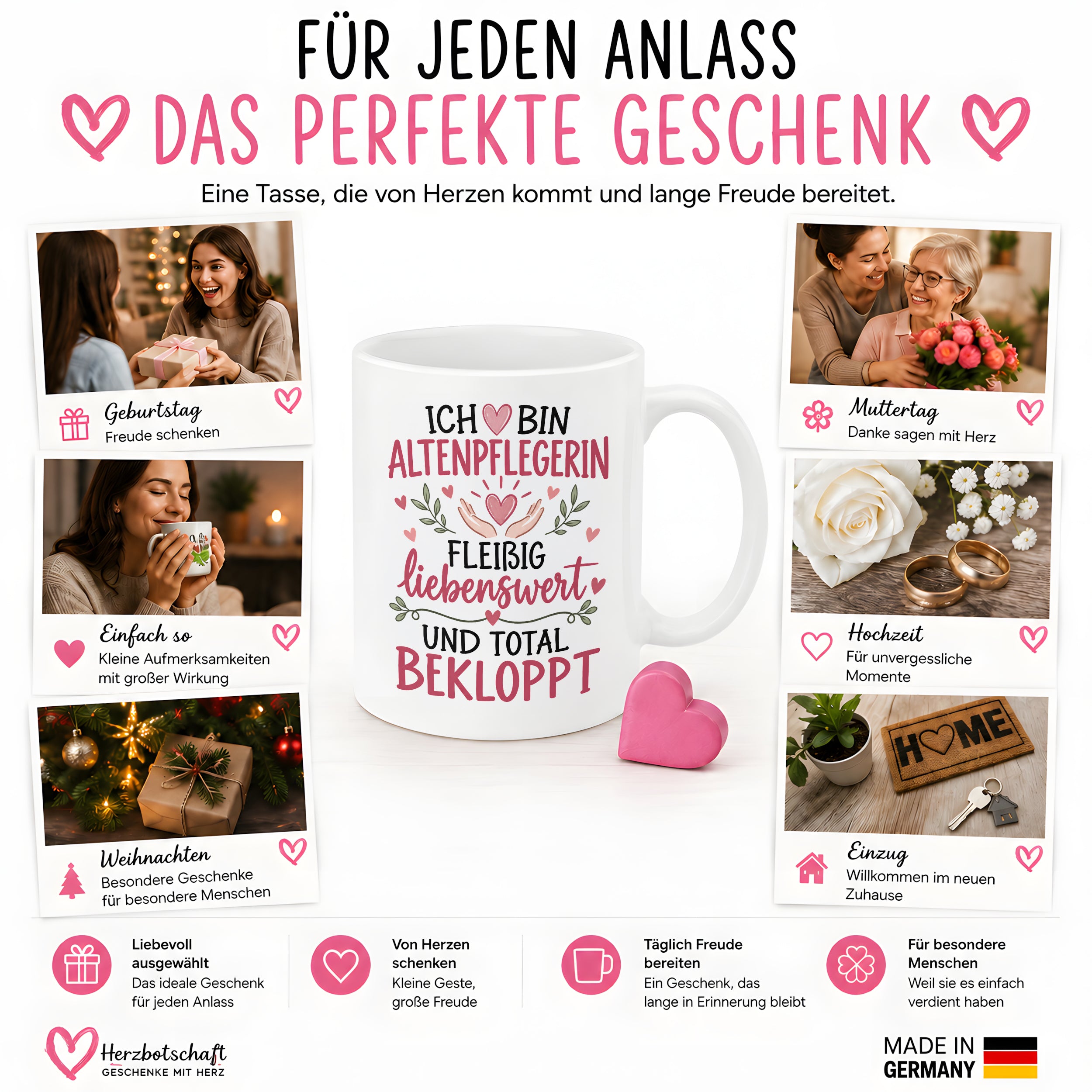Altenpflegerin Tasse Geschenk 330 ml lustiger Spruch Pflege Altenpflege Geburtstag Weihnachten Kollegin