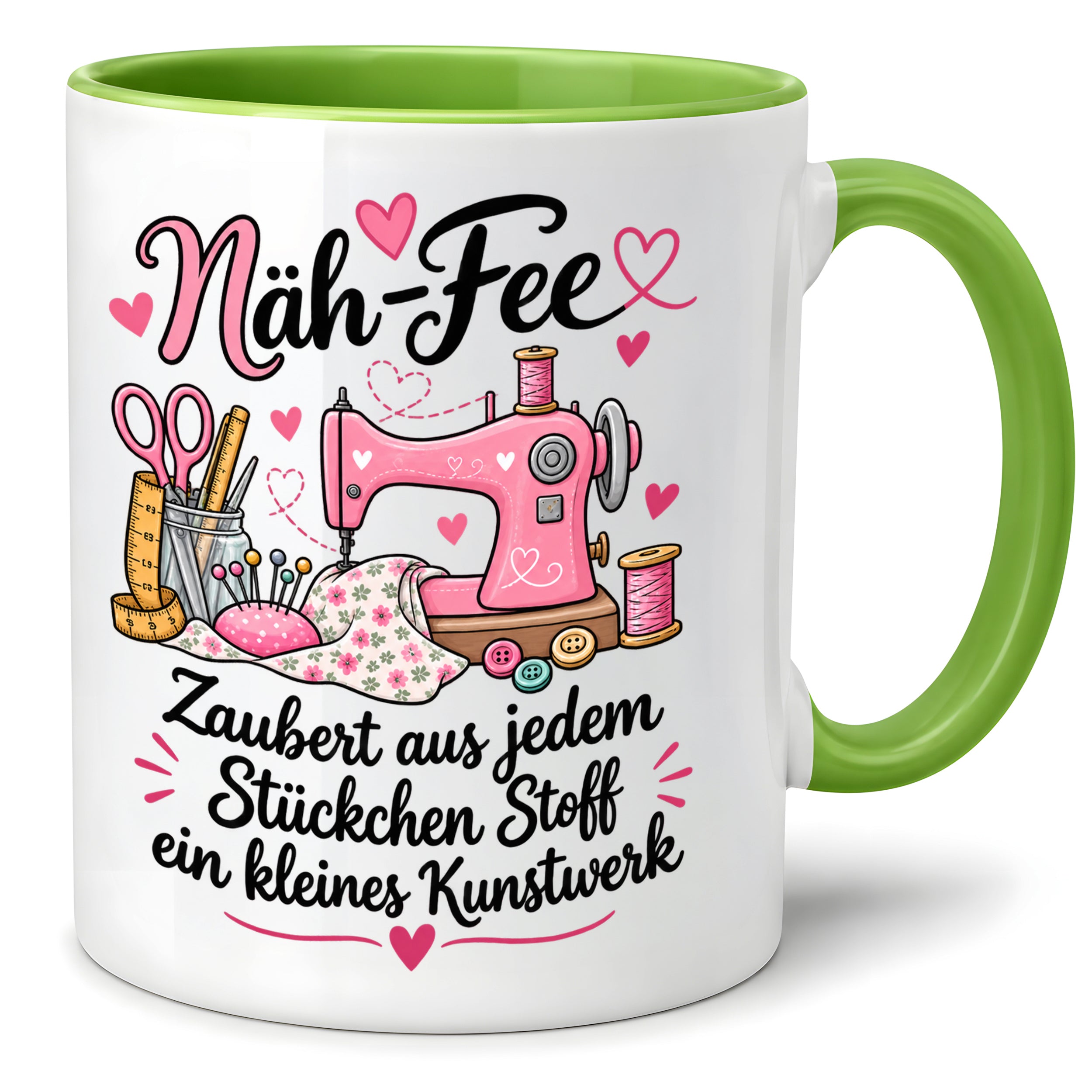 Näh-Fee Tasse Nähen Geschenk 330 ml Keramiktasse für Näherin Schneiderin Hobby Nähen Geburtstag Weihnachten