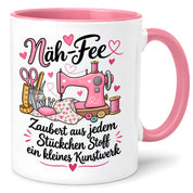 Näh-Fee Tasse Nähen Geschenk 330 ml Keramiktasse für Näherin Schneiderin Hobby Nähen Geburtstag Weihnachten