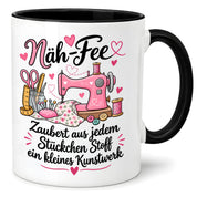 Näh-Fee Tasse Nähen Geschenk 330 ml Keramiktasse für Näherin Schneiderin Hobby Nähen Geburtstag Weihnachten