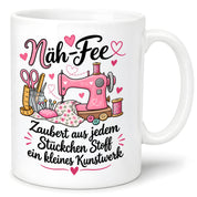 Näh-Fee Tasse Nähen Geschenk 330 ml Keramiktasse für Näherin Schneiderin Hobby Nähen Geburtstag Weihnachten