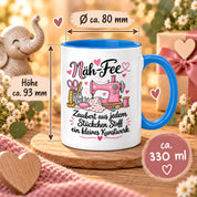 Näh-Fee Tasse Nähen Geschenk 330 ml Keramiktasse für Näherin Schneiderin Hobby Nähen Geburtstag Weihnachten