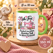 Näh-Fee Tasse Nähen Geschenk 330 ml Keramiktasse für Näherin Schneiderin Hobby Nähen Geburtstag Weihnachten