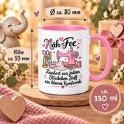 Näh-Fee Tasse Nähen Geschenk 330 ml Keramiktasse für Näherin Schneiderin Hobby Nähen Geburtstag Weihnachten