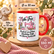 Näh-Fee Tasse Nähen Geschenk 330 ml Keramiktasse für Näherin Schneiderin Hobby Nähen Geburtstag Weihnachten