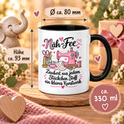 Näh-Fee Tasse Nähen Geschenk 330 ml Keramiktasse für Näherin Schneiderin Hobby Nähen Geburtstag Weihnachten