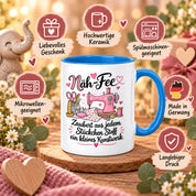 Näh-Fee Tasse Nähen Geschenk 330 ml Keramiktasse für Näherin Schneiderin Hobby Nähen Geburtstag Weihnachten
