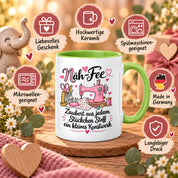 Näh-Fee Tasse Nähen Geschenk 330 ml Keramiktasse für Näherin Schneiderin Hobby Nähen Geburtstag Weihnachten
