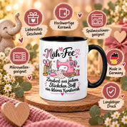 Näh-Fee Tasse Nähen Geschenk 330 ml Keramiktasse für Näherin Schneiderin Hobby Nähen Geburtstag Weihnachten