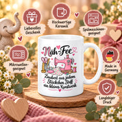 Näh-Fee Tasse Nähen Geschenk 330 ml Keramiktasse für Näherin Schneiderin Hobby Nähen Geburtstag Weihnachten