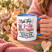 Näh-Fee Tasse Nähen Geschenk 330 ml Keramiktasse für Näherin Schneiderin Hobby Nähen Geburtstag Weihnachten