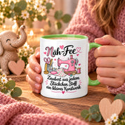 Näh-Fee Tasse Nähen Geschenk 330 ml Keramiktasse für Näherin Schneiderin Hobby Nähen Geburtstag Weihnachten