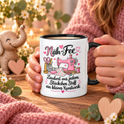 Näh-Fee Tasse Nähen Geschenk 330 ml Keramiktasse für Näherin Schneiderin Hobby Nähen Geburtstag Weihnachten