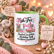Näh-Fee Tasse Nähen Geschenk 330 ml Keramiktasse für Näherin Schneiderin Hobby Nähen Geburtstag Weihnachten