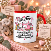 Näh-Fee Tasse Nähen Geschenk 330 ml Keramiktasse für Näherin Schneiderin Hobby Nähen Geburtstag Weihnachten