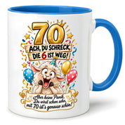 Tasse 70 Geburtstag Ach du Schreck lustiger Spruch Hund Geschenk für Frauen Männer Geburtstagsparty Kaffeetasse 330 ml