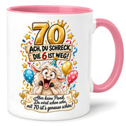 Tasse 70 Geburtstag Ach du Schreck lustiger Spruch Hund Geschenk für Frauen Männer Geburtstagsparty Kaffeetasse 330 ml