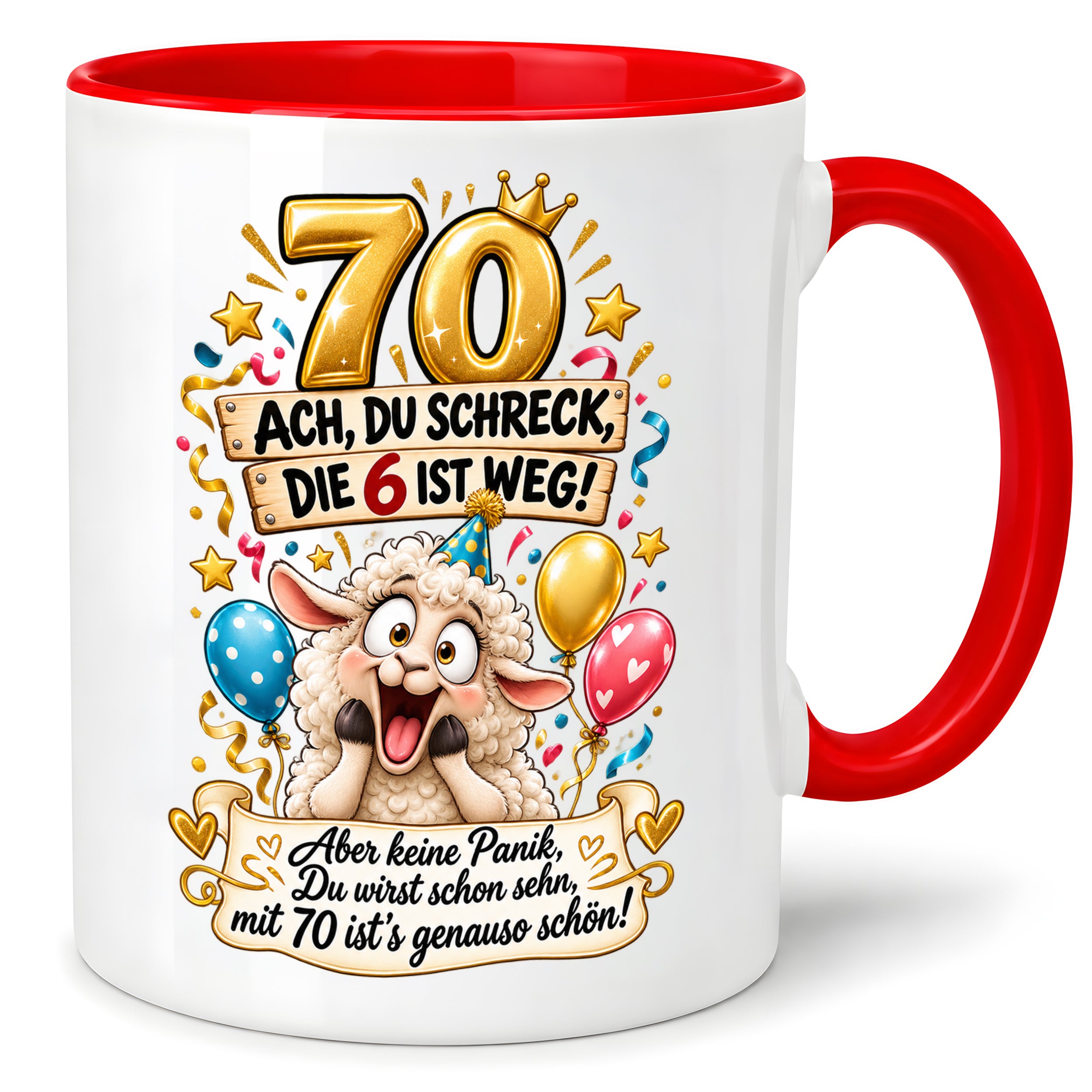 Tasse 70 Geburtstag Ach du Schreck lustiger Spruch Hund Geschenk für Frauen Männer Geburtstagsparty Kaffeetasse 330 ml