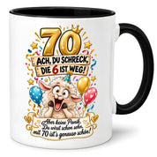 Tasse 70 Geburtstag Ach du Schreck lustiger Spruch Hund Geschenk für Frauen Männer Geburtstagsparty Kaffeetasse 330 ml