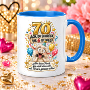 Tasse 70 Geburtstag Ach du Schreck lustiger Spruch Hund Geschenk für Frauen Männer Geburtstagsparty Kaffeetasse 330 ml