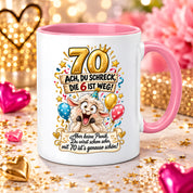 Tasse 70 Geburtstag Ach du Schreck lustiger Spruch Hund Geschenk für Frauen Männer Geburtstagsparty Kaffeetasse 330 ml