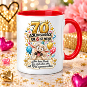 Tasse 70 Geburtstag Ach du Schreck lustiger Spruch Hund Geschenk für Frauen Männer Geburtstagsparty Kaffeetasse 330 ml