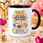 Tasse 70 Geburtstag Ach du Schreck lustiger Spruch Hund Geschenk für Frauen Männer Geburtstagsparty Kaffeetasse 330 ml