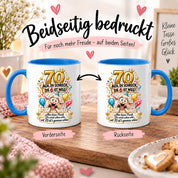 Tasse 70 Geburtstag Ach du Schreck lustiger Spruch Hund Geschenk für Frauen Männer Geburtstagsparty Kaffeetasse 330 ml