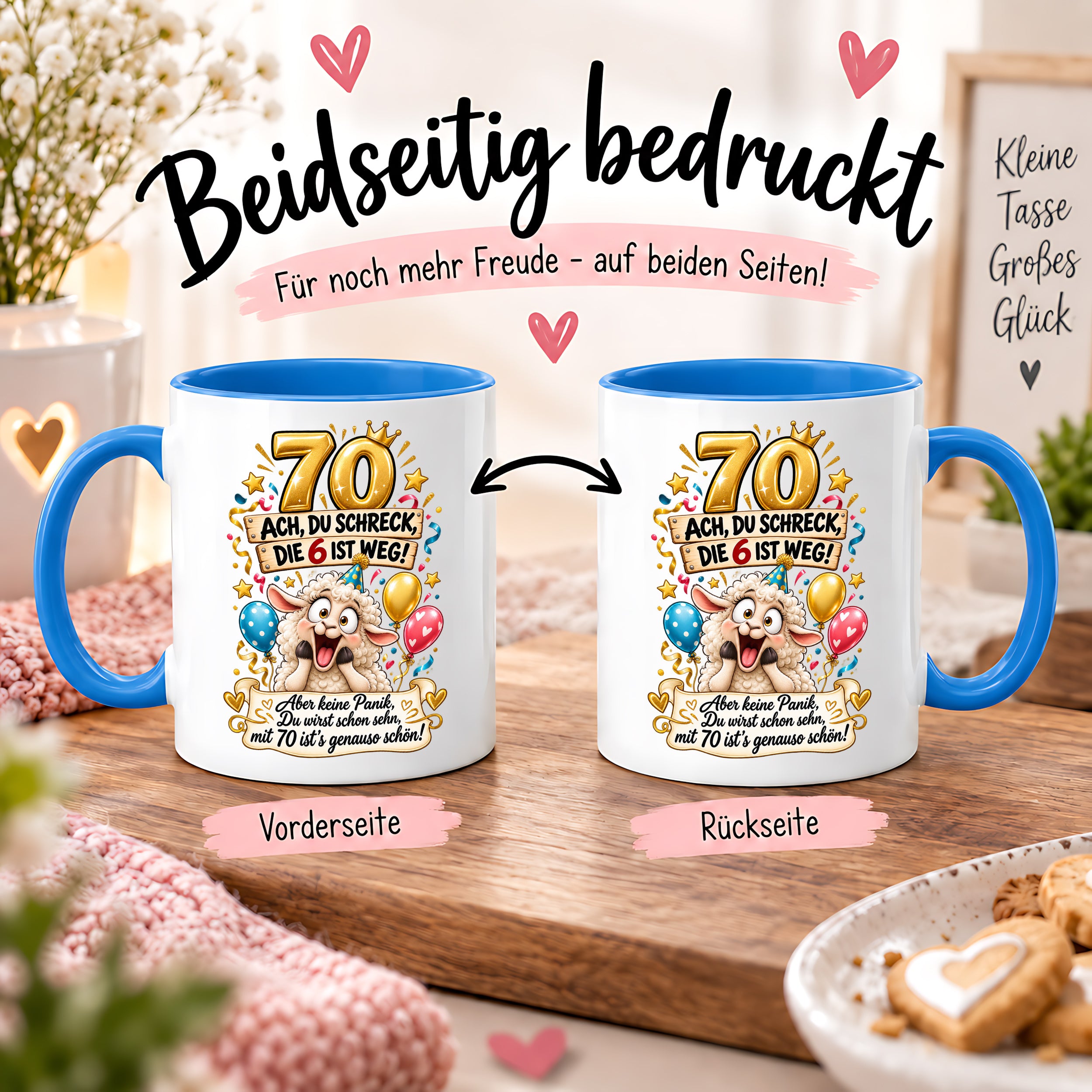 Tasse 70 Geburtstag Ach du Schreck lustiger Spruch Hund Geschenk für Frauen Männer Geburtstagsparty Kaffeetasse 330 ml