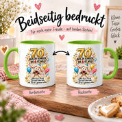 Tasse 70 Geburtstag Ach du Schreck lustiger Spruch Hund Geschenk für Frauen Männer Geburtstagsparty Kaffeetasse 330 ml