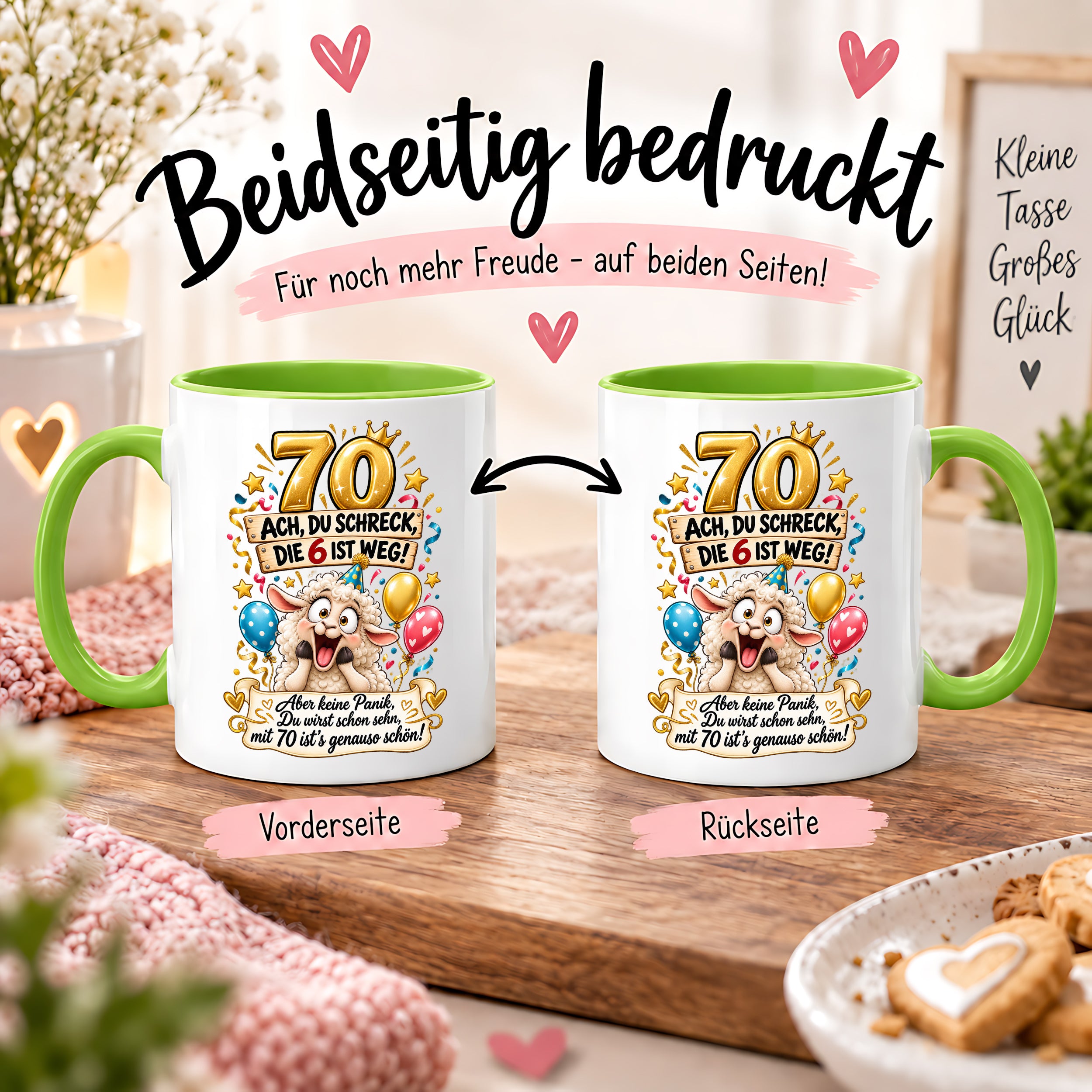 Tasse 70 Geburtstag Ach du Schreck lustiger Spruch Hund Geschenk für Frauen Männer Geburtstagsparty Kaffeetasse 330 ml