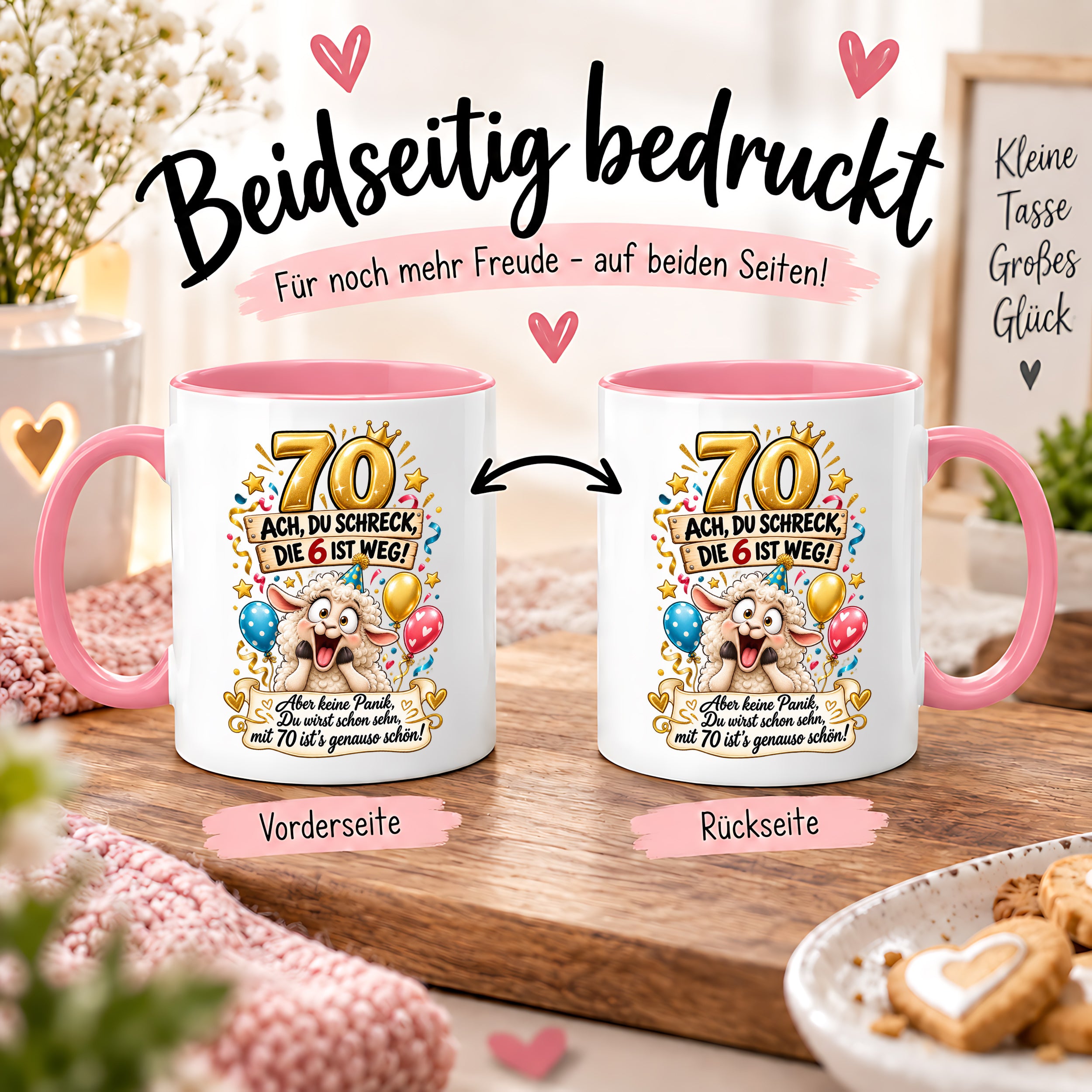 Tasse 70 Geburtstag Ach du Schreck lustiger Spruch Hund Geschenk für Frauen Männer Geburtstagsparty Kaffeetasse 330 ml
