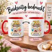 Tasse 70 Geburtstag Ach du Schreck lustiger Spruch Hund Geschenk für Frauen Männer Geburtstagsparty Kaffeetasse 330 ml