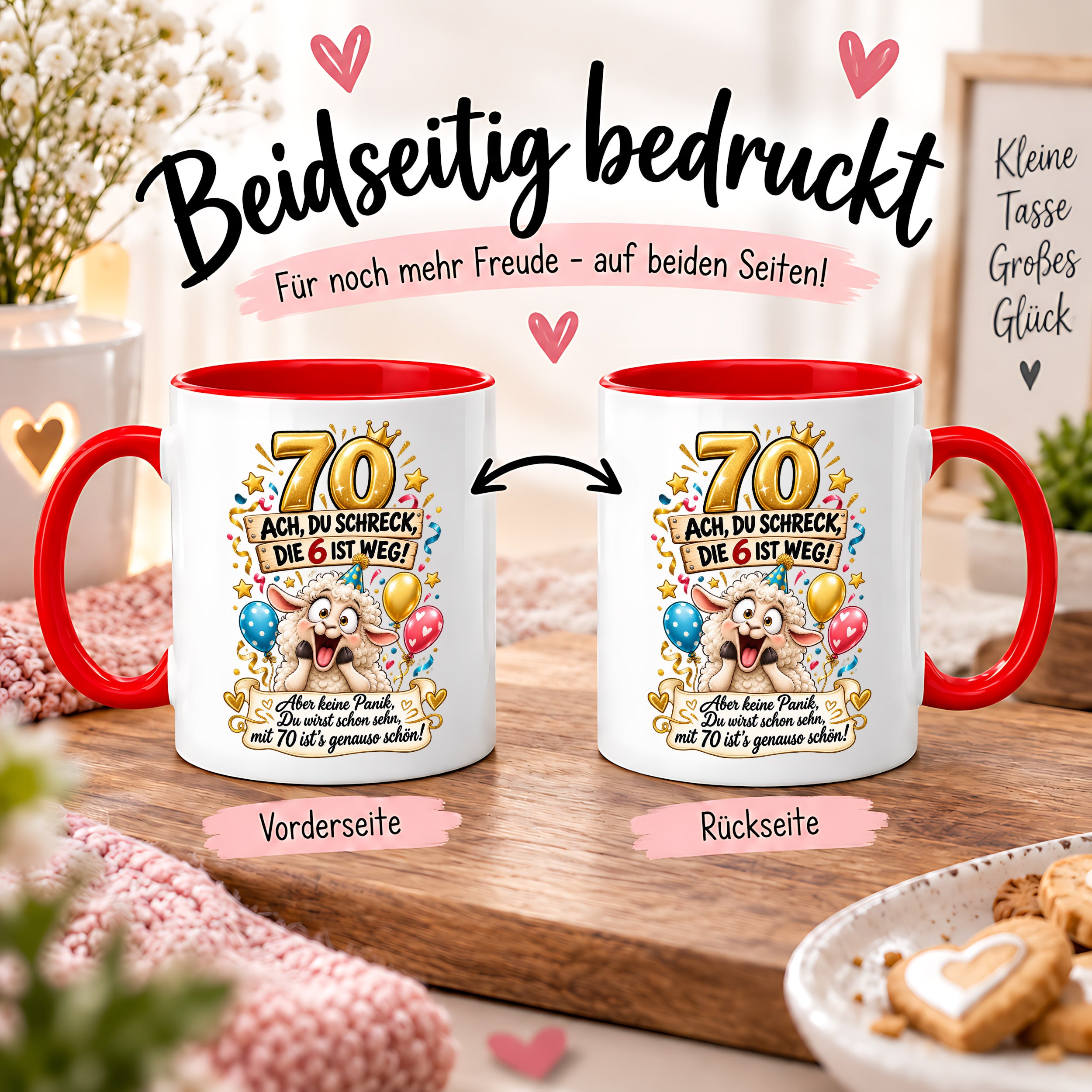 Tasse 70 Geburtstag Ach du Schreck lustiger Spruch Hund Geschenk für Frauen Männer Geburtstagsparty Kaffeetasse 330 ml