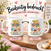 Tasse 70 Geburtstag Ach du Schreck lustiger Spruch Hund Geschenk für Frauen Männer Geburtstagsparty Kaffeetasse 330 ml