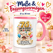 Tasse 70 Geburtstag Ach du Schreck lustiger Spruch Hund Geschenk für Frauen Männer Geburtstagsparty Kaffeetasse 330 ml