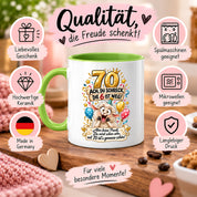 Tasse 70 Geburtstag Ach du Schreck lustiger Spruch Hund Geschenk für Frauen Männer Geburtstagsparty Kaffeetasse 330 ml