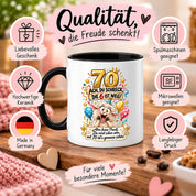 Tasse 70 Geburtstag Ach du Schreck lustiger Spruch Hund Geschenk für Frauen Männer Geburtstagsparty Kaffeetasse 330 ml