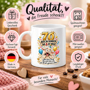Tasse 70 Geburtstag Ach du Schreck lustiger Spruch Hund Geschenk für Frauen Männer Geburtstagsparty Kaffeetasse 330 ml