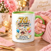Tasse 70 Geburtstag Ach du Schreck lustiger Spruch Hund Geschenk für Frauen Männer Geburtstagsparty Kaffeetasse 330 ml