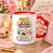 Tasse 70 Geburtstag Ach du Schreck lustiger Spruch Hund Geschenk für Frauen Männer Geburtstagsparty Kaffeetasse 330 ml