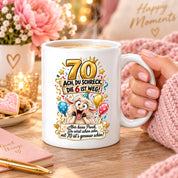 Tasse 70 Geburtstag Ach du Schreck lustiger Spruch Hund Geschenk für Frauen Männer Geburtstagsparty Kaffeetasse 330 ml