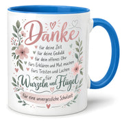 Danke Lehrerin Lehrer Tasse 330 ml Abschiedsgeschenk Schule Schuljahresende Dankeschön Keramiktasse mit Spruch
