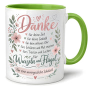 Danke Lehrerin Lehrer Tasse 330 ml Abschiedsgeschenk Schule Schuljahresende Dankeschön Keramiktasse mit Spruch